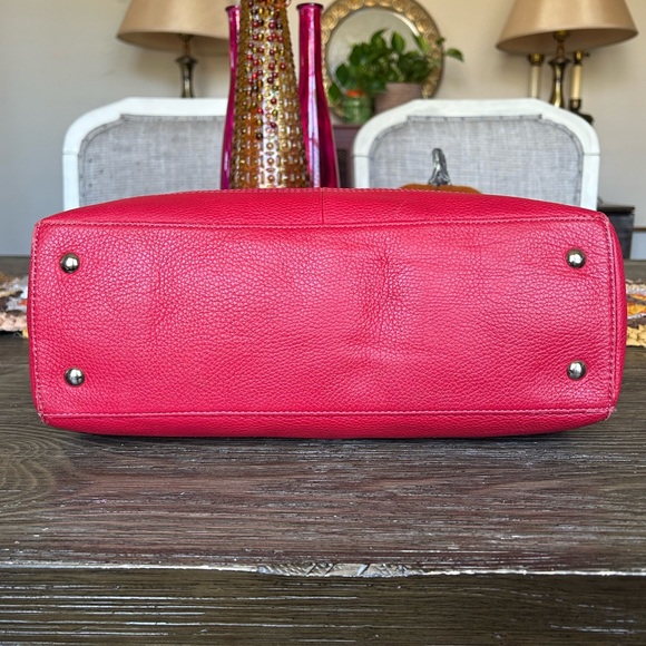 Coach Penelope Red Pebbled Leather Carryall Satchel Bag! - Picture 8 of 14